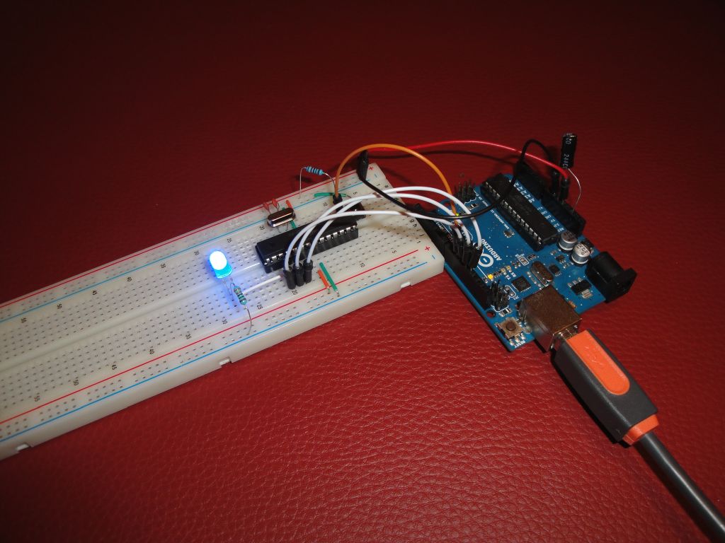 ATmega328P on a breadboard