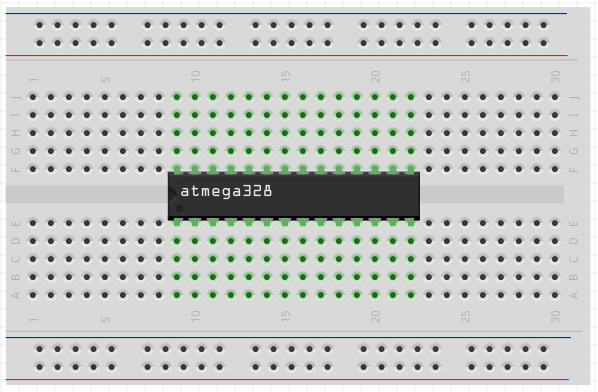 ATmega328P on a breadboard